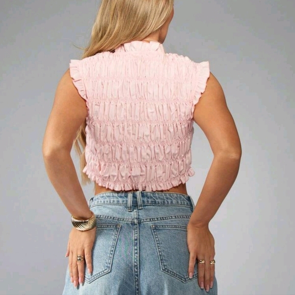 Seer Sucker Poplin Crop Top - Picture 2 of 4